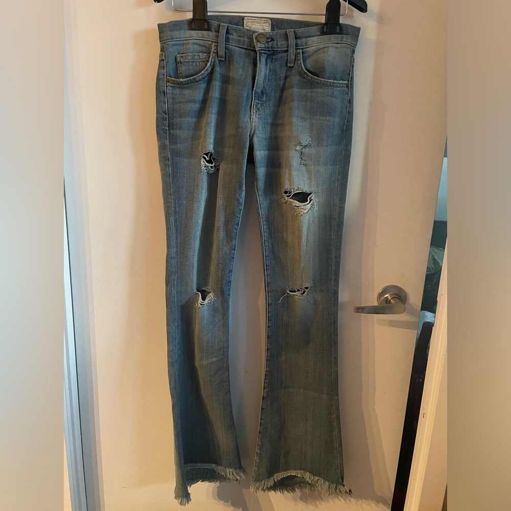 Current Elliot Jeans Denim Flares - Super Loved Destroy